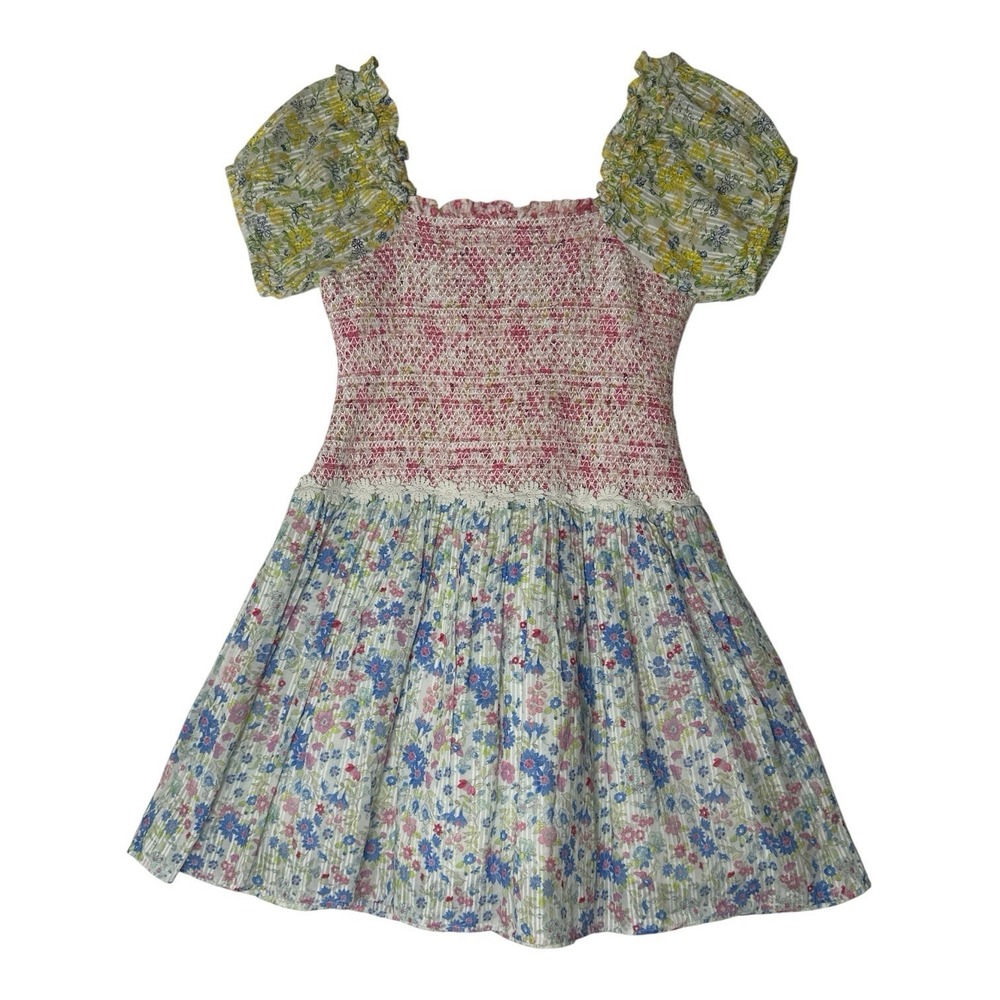 Loveshackfancy Dress Girls Size 10Y Floral Short Sleeve Smocked Lined Party - Picture 2 of 9